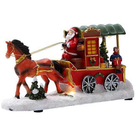 Décoration intérieure et extérieure : scène de Noël, statues de calèche tirée par des chevaux pour table de chevet (1/5)