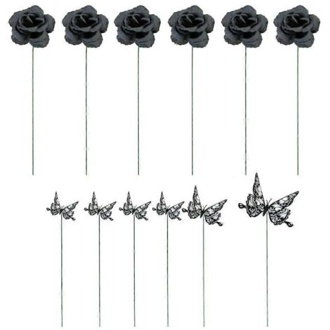 Lot de 12 décorations de jardin papillon rose pour Halloween (1/5)