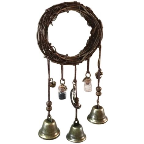 Clochettes de sorcière pour la protection, décorations de porte, carillons de sorcière, couronnes à suspendre, clochettes de sorcière pour la porte d'entrée et la poignée de porte. (1/5)