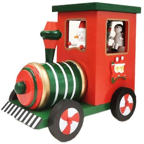 Boîte à musique en bois en forme de locomotive avec mini sapin de Noël rotatif - Cadeau idéal pour les fêtes de fin d'année (1/5)