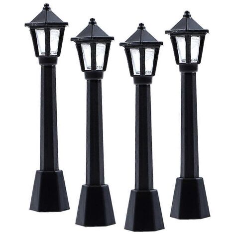 Lot de 4 lampadaires miniatures, modèle microscopique, lanterne de chemin de village (1/5)