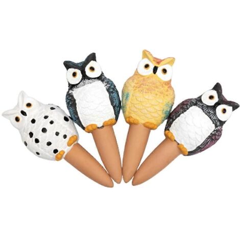 Lot de 4 grands goutteurs automatiques pour plantes en forme de hibou, dispositif d'arrosage automatique (1/5)