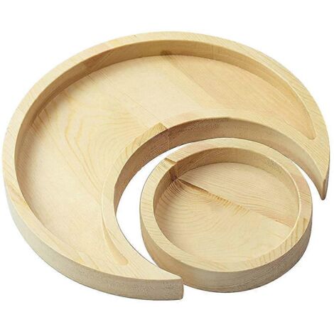 Plateau de service Lune pour Soleil, vaisselle rustique en bois, plat à dessert, porte-bijoux, centre de table, bol, articles de fête pour l'Aïd Moubarak et le Ramadan