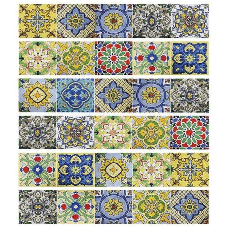 Lot de 6 stickers muraux décoratifs pour sols et escaliers, motif floral varié, en PVC imperméable, pour salle de bain ou cuisine. (1/5)