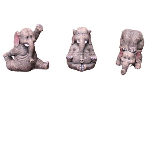 Lot de 3 sculptures d'éléphants pratiquant le yoga, en résine, pour bureau ou décoration intérieure. (1/5)