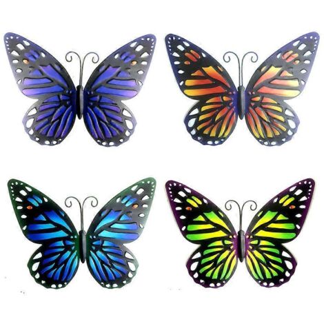 Lot de 4 papillons en fer forgé à suspendre - Décoration murale ornementale (1/5)