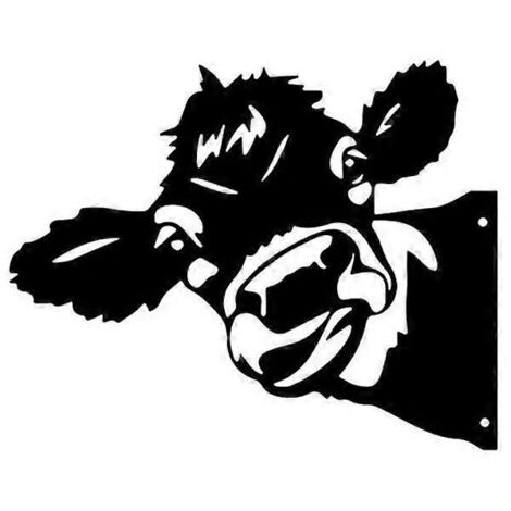 Vache qui regarde, décoration en métal pour ferme, jardin, clôture, décoration extérieure (1/5)
