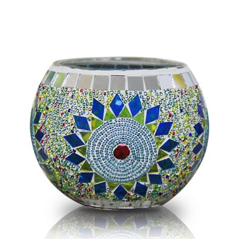 Bougeoir classique européen en verre, motif tournesol, bol coloré, porte-bougie parfumée, support pour bougie chauffe-plat, pot à succulentes (1/5)