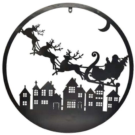 Décoration murale en métal représentant un cerf de Noël, sculpture murale à suspendre pour salon, chambre, salle de bain, intérieur et extérieur (1/5)