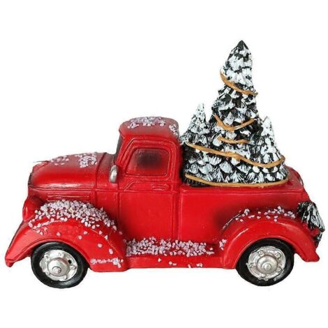 Camion de ferme rouge de Noël avec lumière LED, modèle décoratif de bureau (1/5)