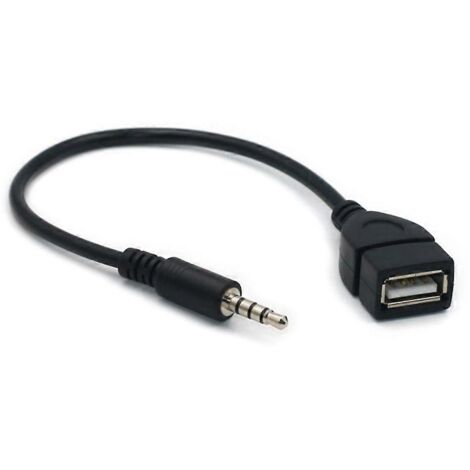 Adaptateur OTG : prise audio AUX mâle 3,5 mm (1/8 pouce) vers USB 2.0 femelle (1/5)
