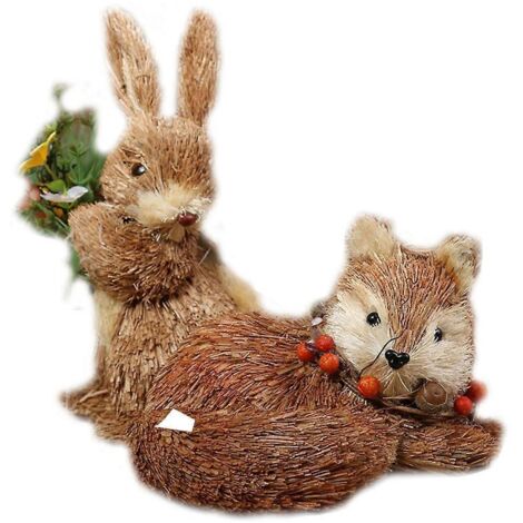 Adorable lapin en paille tressée, décoration de Pâques, ornement pour la maison, le jardin, un mariage, accessoire photo, loisirs créatifs (1/5)