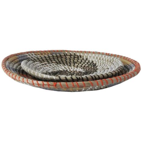 Lot de 2 paniers muraux décoratifs bohèmes tressés, faits main, en jonc de mer, plateaux et bols à fruits suspendus, pour salon, chambre ou cuisine. (1/5)