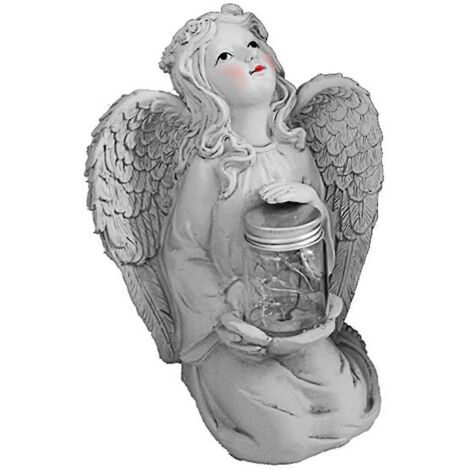Statue d'ange en résine solaire tenant une lampe, sculpture décorative pour la maison (1/5)