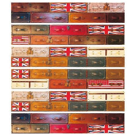 Lot de 6 stickers muraux imperméables pour carrelage, escaliers et salle de bain/cuisine, motif drapeau. (1/5)