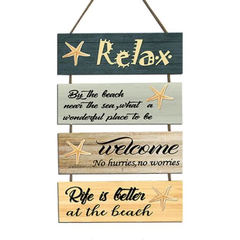 Décoration murale en bois sur le thème de la mer et de la plage, panneau en bois nautique (1/5)