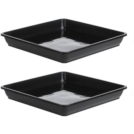 Plateaux de récupération d'eau en plastique pour pots de fleurs (2 pièces) - Carrés pour plantes succulentes en pot (1/5)