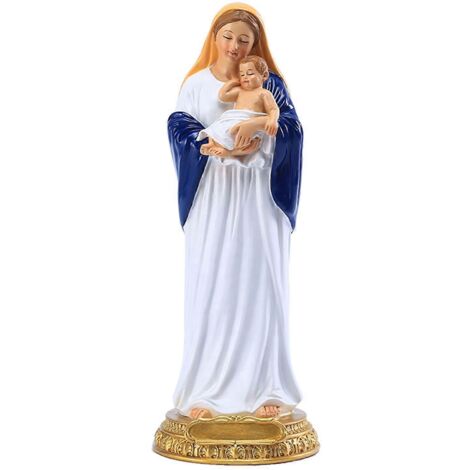 Statue religieuse en résine de la Vierge Marie tenant l'Enfant Jésus, figurine debout, ornement créatif pour l'Église catholique, décembre (1/5)