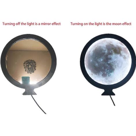 Miroir mural rond intelligent en forme de lune avec lumière LED, miroir de maquillage, miroir de table de salle de bain (1/5)