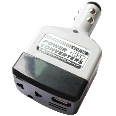 Convertisseur de puissance pratique pour voiture, 12 V/24 V CC vers 220 V CA, avec port USB. (1/5)