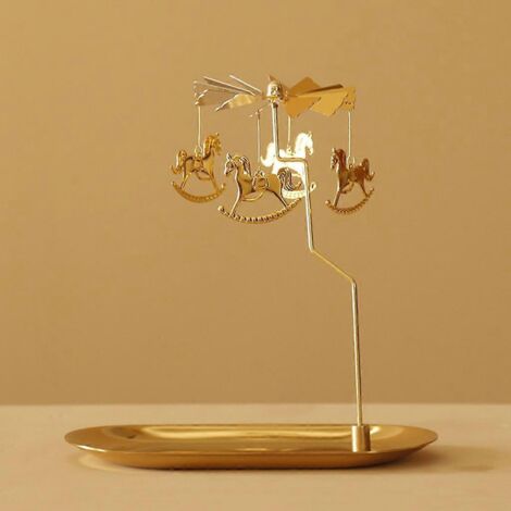Bougeoir rotatif en métal, petit cadeau, porte-bougie doré, décoration intérieure (1/5)