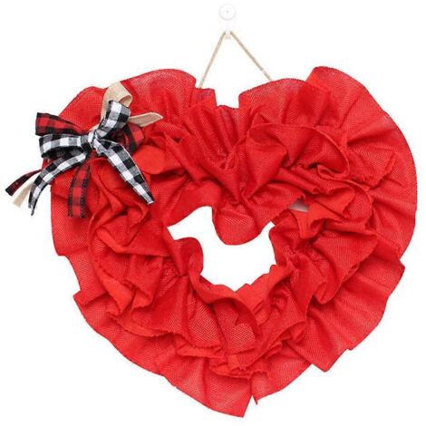 Couronne de Saint-Valentin en forme de cœur rouge, décoration murale ou de porte, accessoire de fête créatif, guirlande de fleurs artificielles pour la maison (1/5)