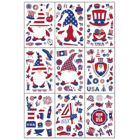 Autocollants américains Gnome Tomte Fête de l'Indépendance pour mur, fenêtre, vélo (1/5)