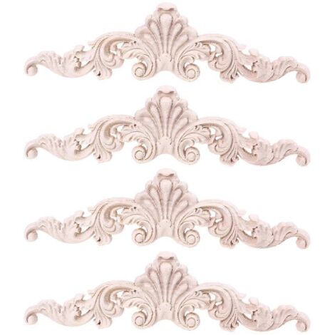 Autocollant en bois sculpté, lot de 4, style vintage élégant, accessoires de décoration. (1/5)