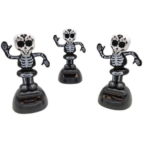 Lot de 3 décorations solaires pour tableau de bord, squelettes de dessin animé, ornements d'Halloween pour voiture (1/5)