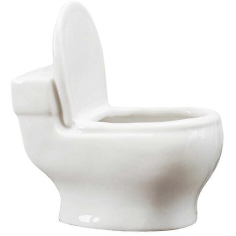 Pot de fleurs en céramique en forme de mini-toilette créative, aspect chair, pour la décoration du jardin et de la maison. (1/5)