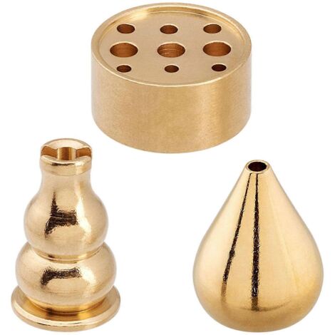 1 lot de 3 bâtonnets d'encens en laiton pour brûleur à spirale, porte-encens conique en calebasse, support et récupérateur de cendres, accessoires d'aromathérapie (1/5)