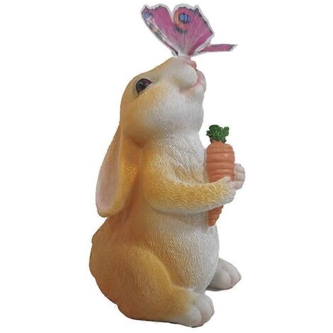 Figurine de lapin de Pâques solaire en résine, statue lumineuse, accessoire (1/5)