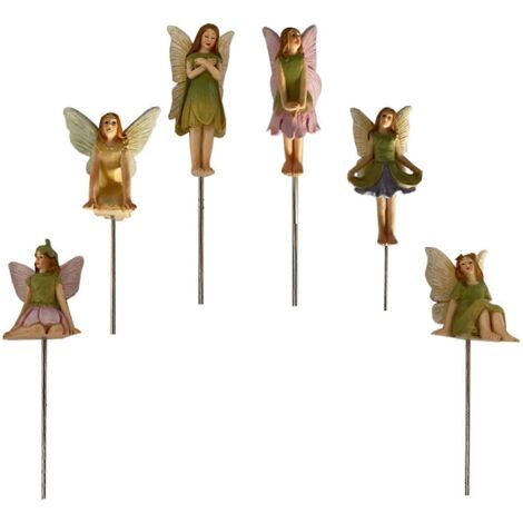 Mini figurines de fées (lot de 6) en résine, à planter dans un pot, pour décorer plantes en pot, bonsaïs ou autres objets décoratifs. (1/5)