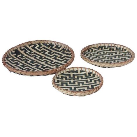 Lot de 3 paniers muraux décoratifs en bambou tressé, décoration artisanale, panier à fruits, décoration intérieure à suspendre (1/5)