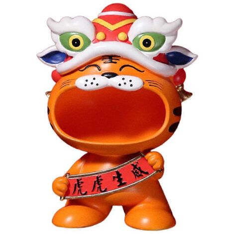 Statue de tigre en résine, figurine nordique, boîte à bonbons, porte-clés, rangement pour divers objets, décoration de table, ornement de Nouvel An (1/5)