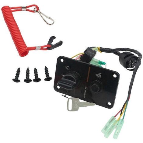 Panneau de commande à clé 12 V pour moteur hors-bord monomoteur de bateau (compatible avec les références 04-82570-08 et 704-82570-12-00) (1/5)