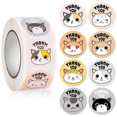 Adorables autocollants animaux de dessin animé, étiquettes mignonnes, 500 pièces/rouleau, pour fêtes (1/5)