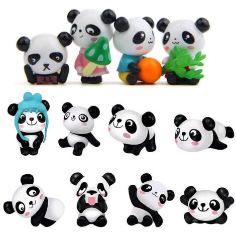 Adorables mini-pandas en peluche, figurines amusantes pour décorer vos gâteaux et autres projets de jardinage. (1/5)