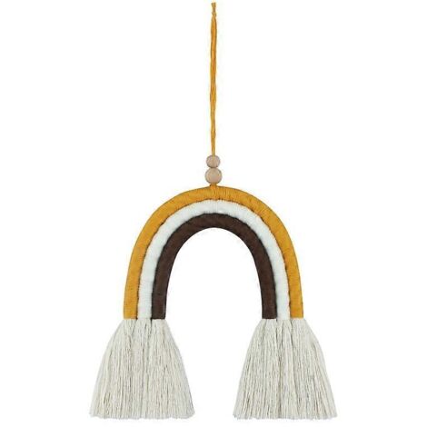 Décoration murale arc-en-ciel en macramé tissé à la main en coton, style nordique, idéale pour la chambre d'enfant. Artisanat d'art. (1/5)