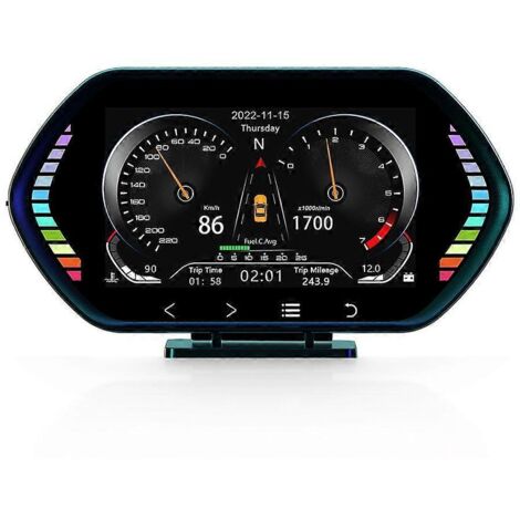 Indicateur d'inclinaison F12 pour voiture, affichage tête haute IPS 3 pouces, compteur de vitesse numérique, niveau d'eau/d'huile