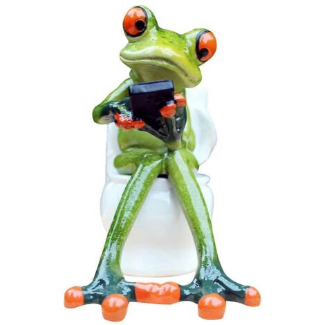 Toilettes amusantes pour statue de grenouille, sculpture, figurine décorative pour intérieur et extérieur, décoration de bureau ou de salle de bain (1/5)