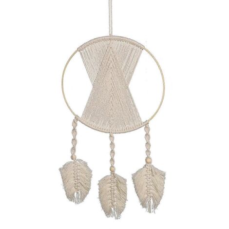 Tapisserie murale en macramé avec feuilles, style bohème, en coton tissé, attrape-rêves, pendentif décoratif pour la maison (1/5)