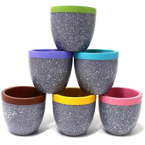 Lot de 6 pots pour plantes succulentes, pots de fleurs, contenants pour plantes, décoration de bureau pour la maison (1/5)