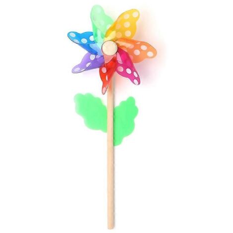 Moulin à vent pour enfants, décoration de jardin, 7 feuilles colorées, girouette d'extérieur (1/5)