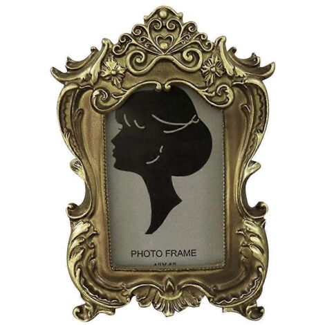 Cadre photo européen rétro classique doré, ornement de bureau en résine (1/5)