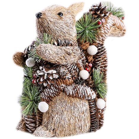 Figurine d'écureuil adorable, modèle dessin animé, pomme de pin, décoration de jardin (1/5)
