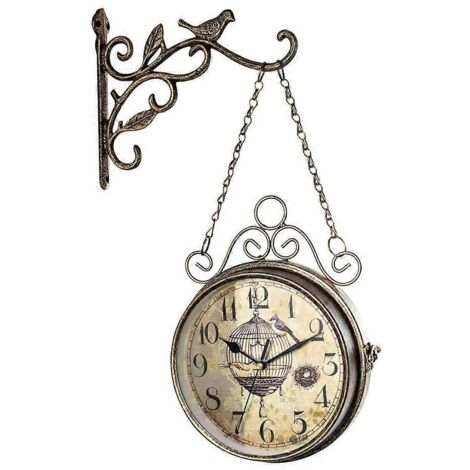 Horloge murale vintage double face silencieuse pour chambre ou dortoir (1/5)