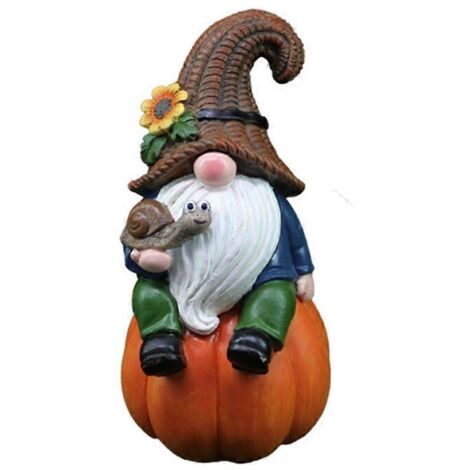 Figurines de nains de jardin citrouille pour Thanksgiving avec ornements de statue de barbe blanche (1/5)