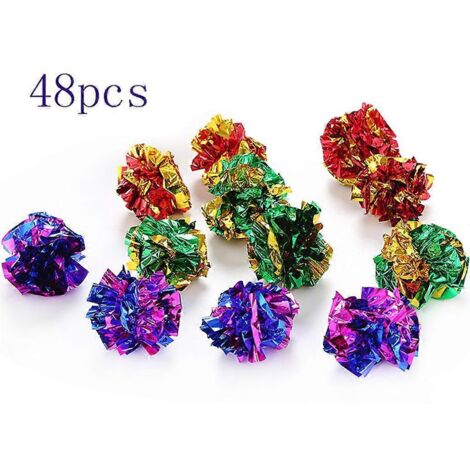 Lot de 48 balles à paillettes pour chat, jouet interactif pour chat d'intérieur (1/5)