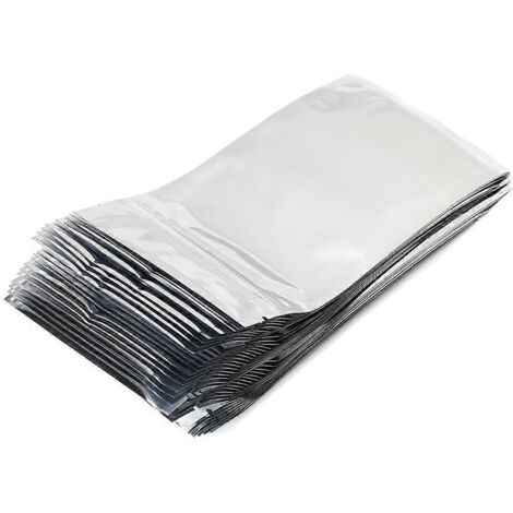 50 sachets refermables transparents en aluminium argenté (10 x 17,5 cm) (1/5)